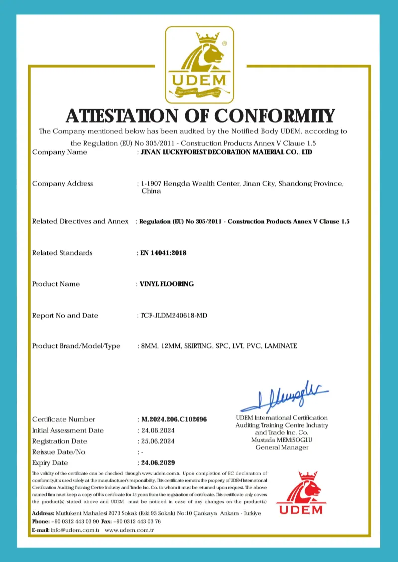 Certificado CE Piso Laminado LABSUN